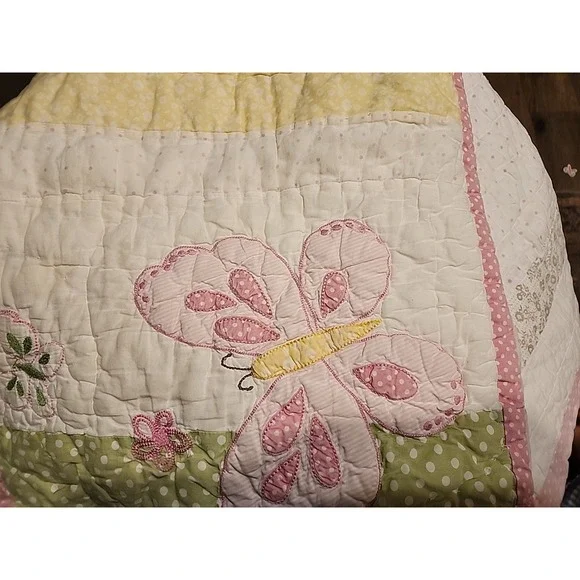 Pottery Barn Kids Butterfly Quilt 90 x 84 Polka Dot Set Queen/Full Pillow Sham